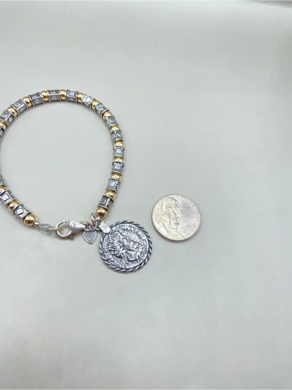 Silpada Sterling Silver 14K Gold Filled Roman Coin Bracelet B1582